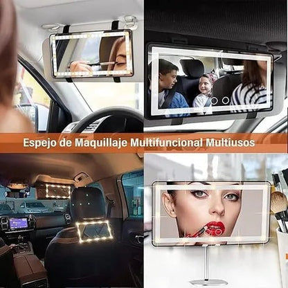 Espejo LED para Auto con Luz - BellaCar™ Maquillaje Parasol Recargable - Kompry