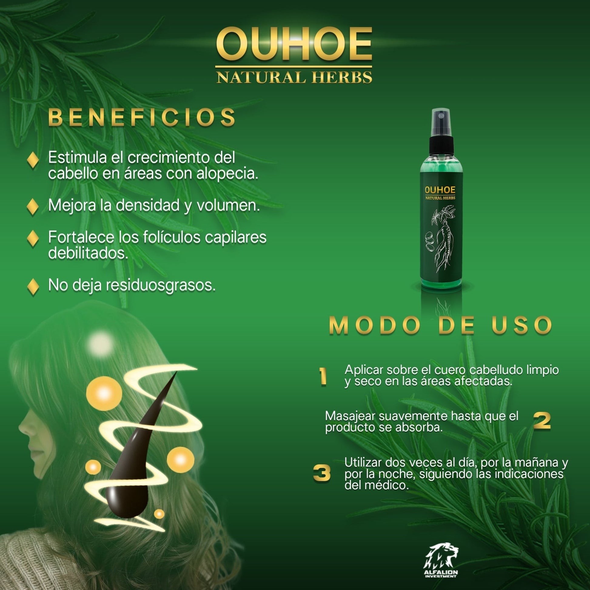 OUHOE™ Spray Capilar - Detén la Caída y Recupera tu Cabello - Kompry